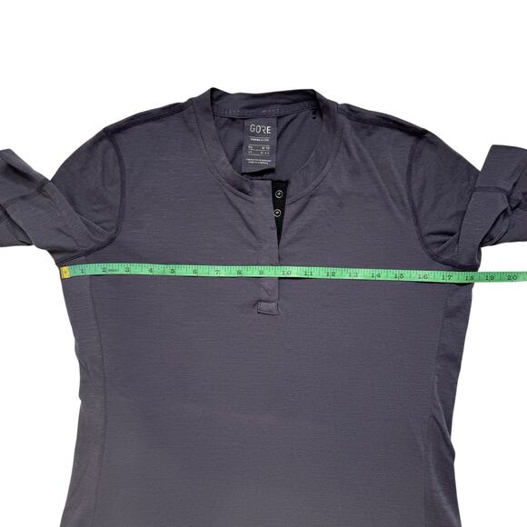 GORE WEAR Womens Merino Western Shirt Charcoal Black Stripe Sz Small 4-6 Henley - Picture 8 of 10